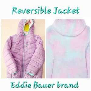 👀50% OFF👀 NWT‼️Eddie Bauer Kid's Youth Deer Harbor REVERSIBLE Hooded Jacket